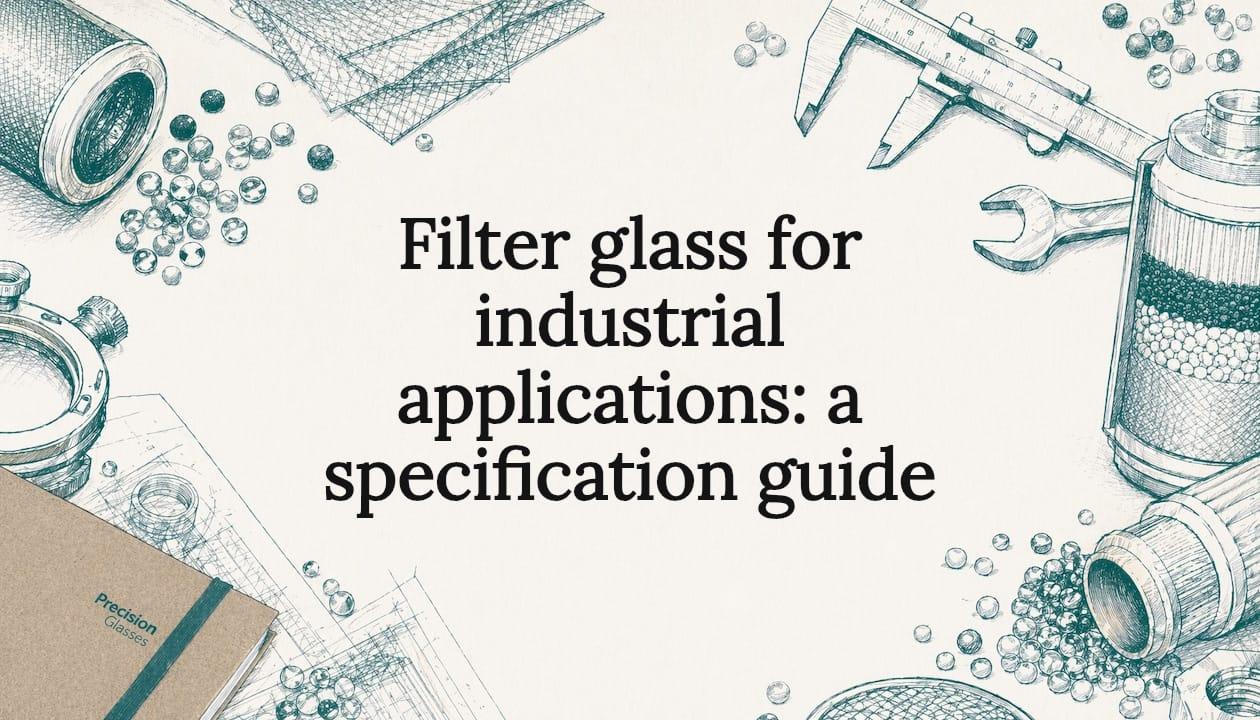 Decorative title card with industrial filter glass illustrations