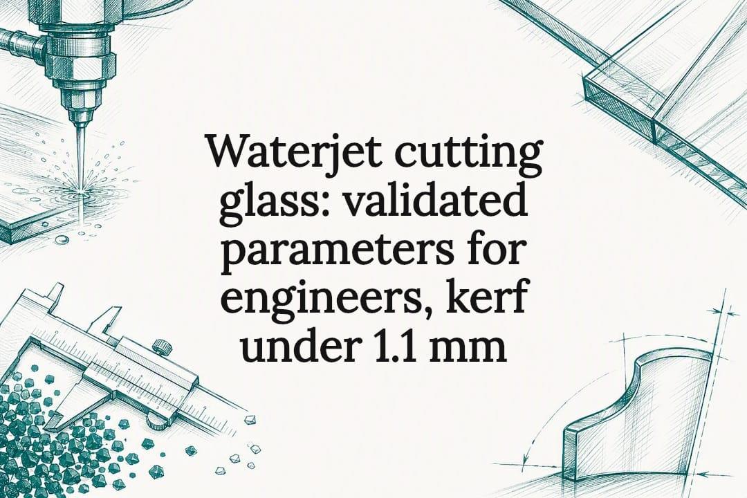 Waterjet cutting glass: validated parameters for engineers, kerf under 1.1 mm